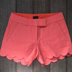 J.Crew 4”linen-cotton scalloped hem shorts